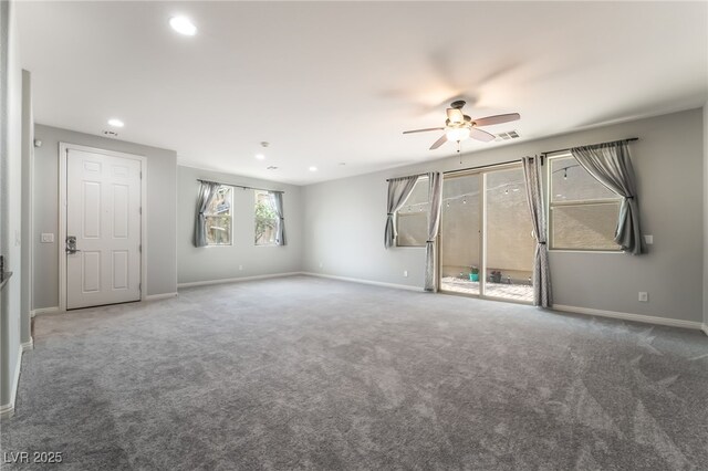 10917 Mount Pendleton St, Las Vegas, NV 89179 - unfurnished room featuring a ceiling fan, baseboards, recessed lighting, and carpet floors