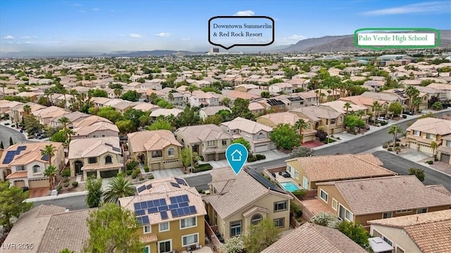 10680 Sapphire Vista Ave, Las Vegas, NV 89144 - aerial view of residential area featuring mountains