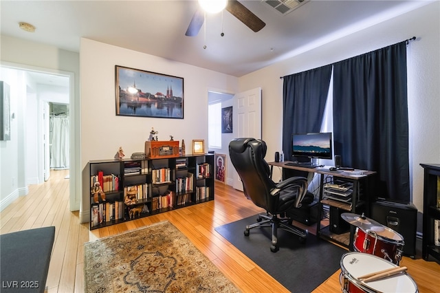 632 Monument Point St, Henderson, NV 89002 - office space with hardwood / wood-style flooring and a ceiling fan