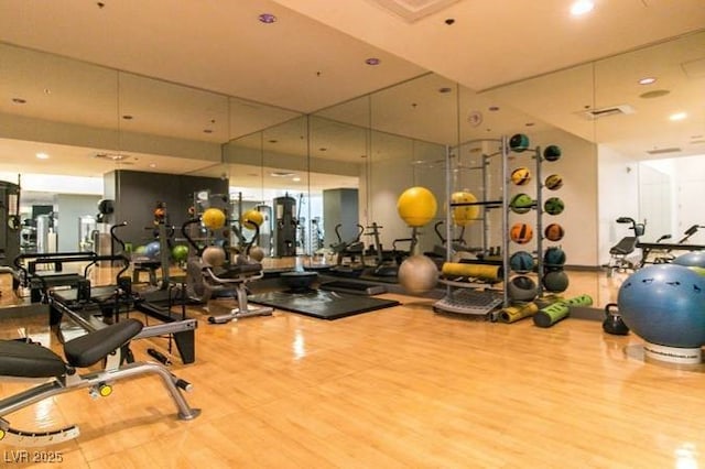 4585 Dean Martin Dr Unit 205, Las Vegas, NV 89103 - exercise room featuring wood finished floors