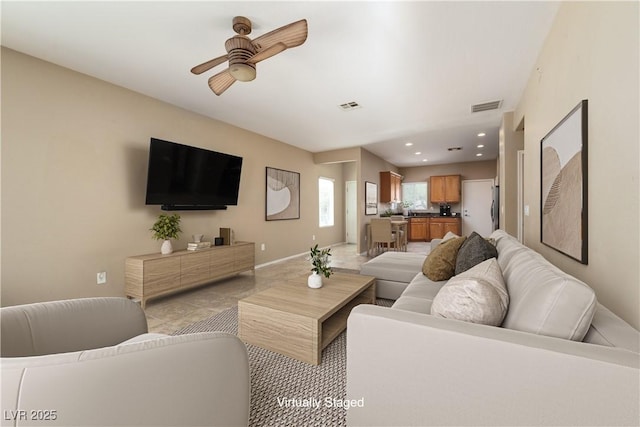 2708 Cheer Pheasant Ave, North Las Vegas, NV 89084 - living area featuring ceiling fan and recessed lighting
