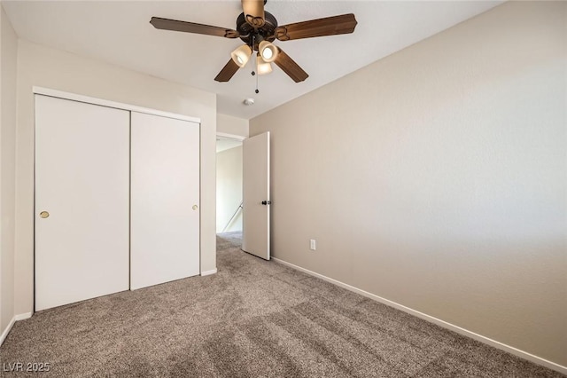 7382 Elbridge Way, Las Vegas, NV 89113 - unfurnished bedroom featuring carpet, a closet, ceiling fan, and baseboards