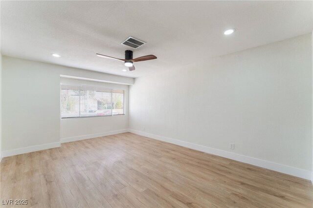 3409 El Cortez Ave, Las Vegas, NV 89102 - unfurnished room with light wood-type flooring, a ceiling fan, recessed lighting, and baseboards