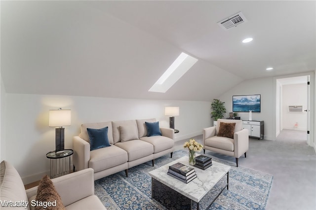 3409 El Cortez Ave, Las Vegas, NV 89102 - living room featuring lofted ceiling, a skylight, recessed lighting, and baseboards