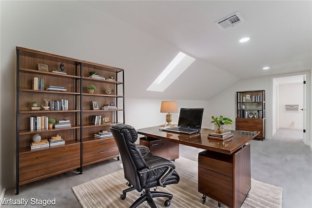 3409 El Cortez Ave, Las Vegas, NV 89102 - office with a skylight, vaulted ceiling, light colored carpet, and recessed lighting