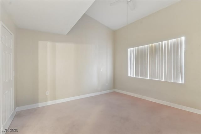 5166 S Jones Blvd Unit 205, Las Vegas, NV 89118 - carpeted empty room featuring lofted ceiling, ceiling fan, and baseboards