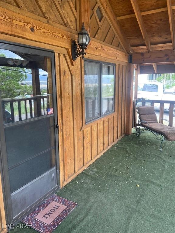 631 Mccannon St, Pioche, NV 89043 - doorway to property featuring board and batten siding