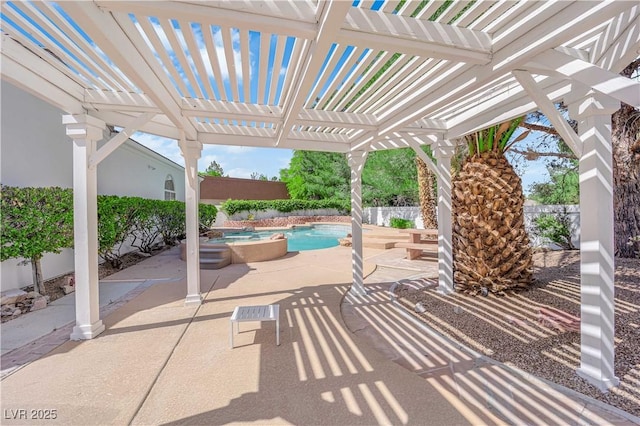 4418 Desert Bloom Ct, Las Vegas, NV 89129 - view of patio featuring a pergola and an in-ground hot tub