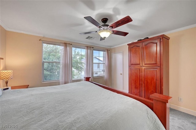 622 Quaint Acres Ave, Las Vegas, NV 89183 - unfurnished bedroom with ornamental molding, baseboards, light colored carpet, and a ceiling fan