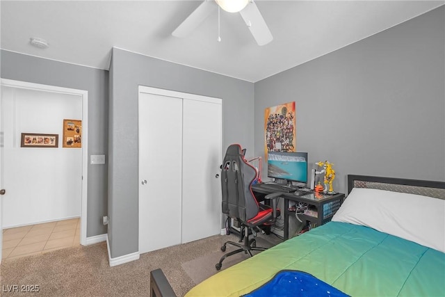 8320 Highland Ranch St, Las Vegas, NV 89131 - carpeted bedroom with a closet, a ceiling fan, and baseboards