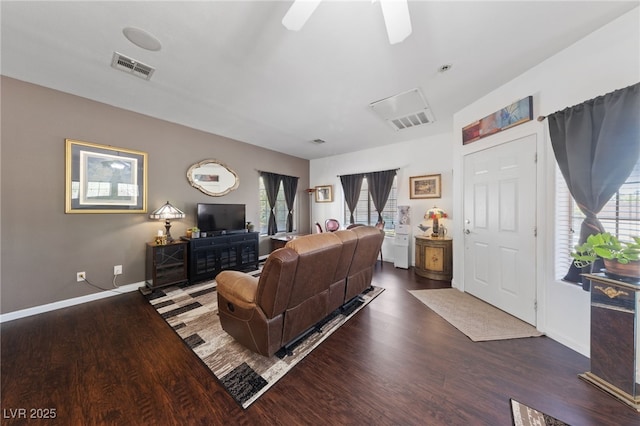 4883 Grey Mesa St, Las Vegas, NV 89149 - living area featuring healthy amount of natural light, wood finished floors, and ceiling fan