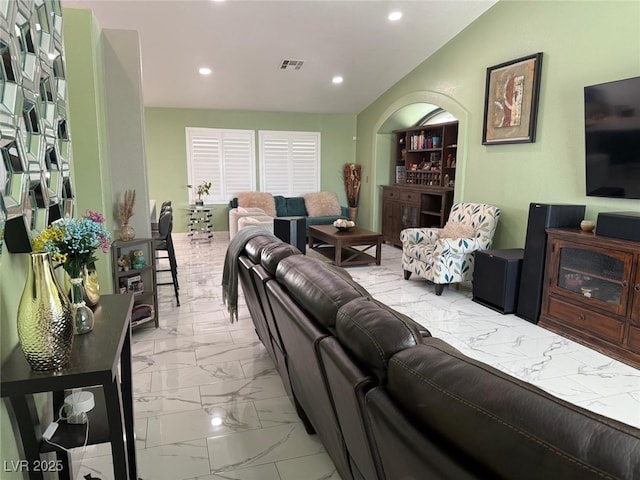 6248 Sapporo Cir, Las Vegas, NV 89110 - living area featuring light marble finish flooring and recessed lighting