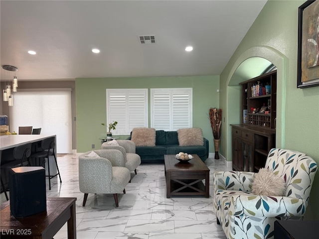 6248 Sapporo Cir, Las Vegas, NV 89110 - living area with recessed lighting and light marble finish flooring