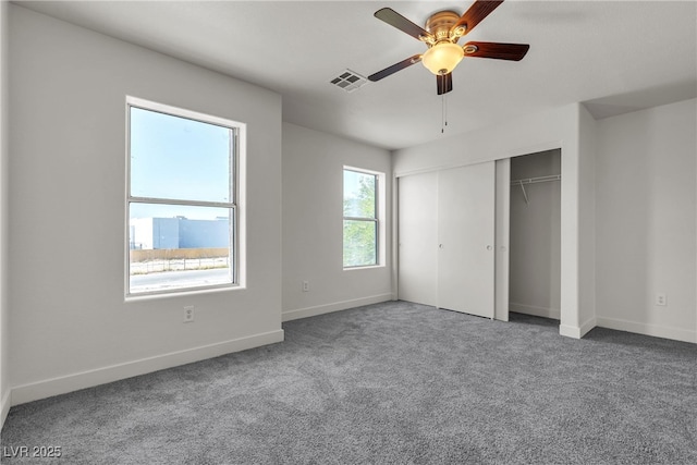 6117 Daisy Lee Ave, Las Vegas, NV 89108 - unfurnished bedroom with carpet flooring, baseboards, a closet, and a ceiling fan