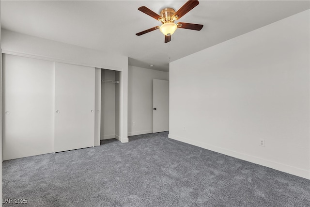 6117 Daisy Lee Ave, Las Vegas, NV 89108 - unfurnished bedroom with carpet, baseboards, a closet, and ceiling fan