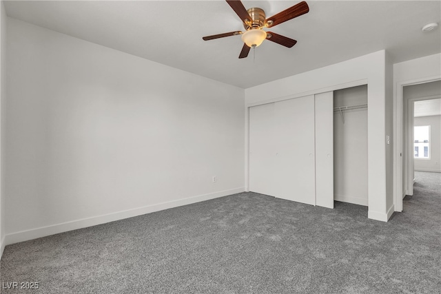 6117 Daisy Lee Ave, Las Vegas, NV 89108 - unfurnished bedroom featuring carpet, a closet, baseboards, and ceiling fan