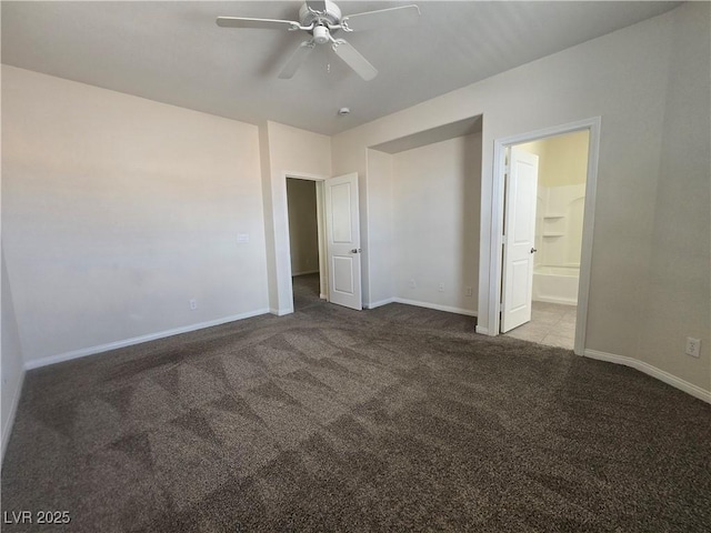 9312 Gold Dove Ct, Las Vegas, NV 89178 - unfurnished bedroom featuring carpet floors, baseboards, ensuite bathroom, and a ceiling fan