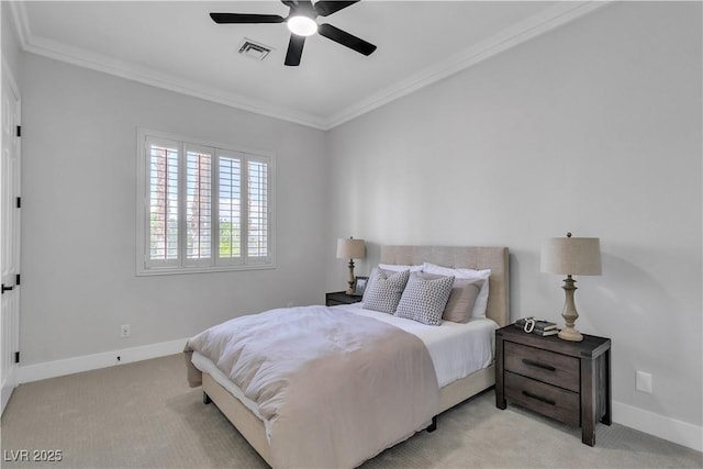 7738 Willow Cove Cir, Las Vegas, NV 89129 - bedroom with ornamental molding, light carpet, baseboards, and a ceiling fan
