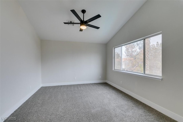 71 Sea Holly Way, Henderson, NV 89074 - carpeted spare room with ceiling fan, lofted ceiling, and baseboards