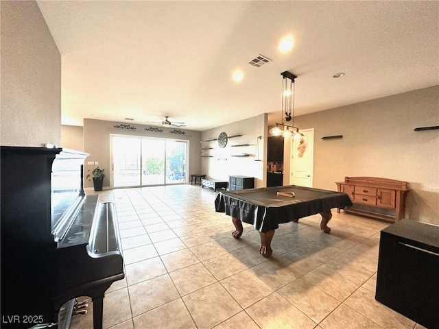 10719 Hammett Park Ave, Las Vegas, NV 89166 - rec room with light tile patterned floors, billiards table, and recessed lighting