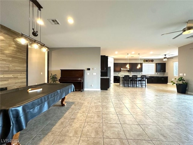 10719 Hammett Park Ave, Las Vegas, NV 89166 - playroom with ceiling fan, light tile patterned floors, and recessed lighting