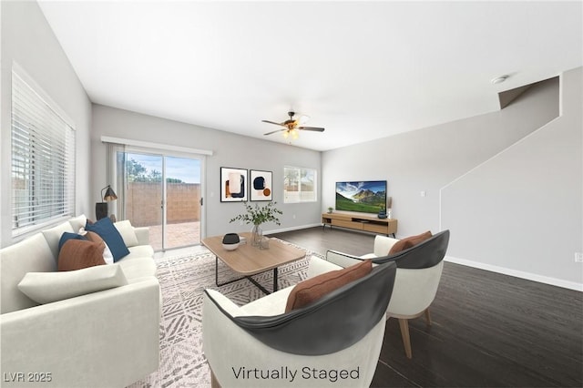 9312 Straw Hays St Unit 103, Las Vegas, NV 89178 - living area featuring wood finished floors and ceiling fan