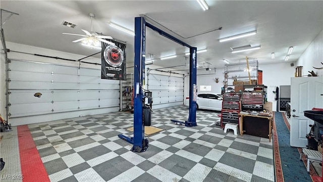 3451 Sagebrush Ave, Pahrump, NV 89048 - garage with ceiling fan