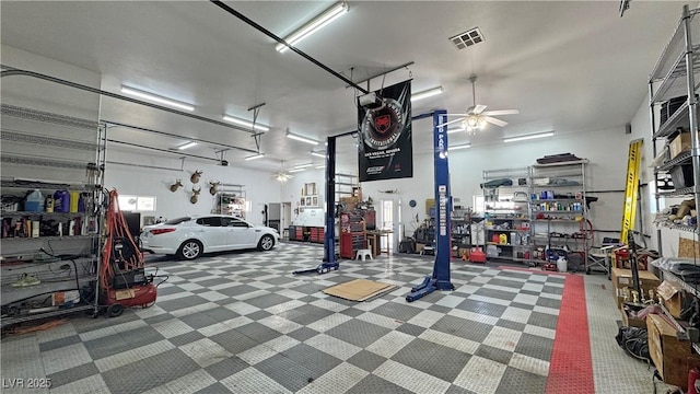3451 Sagebrush Ave, Pahrump, NV 89048 - garage featuring ceiling fan