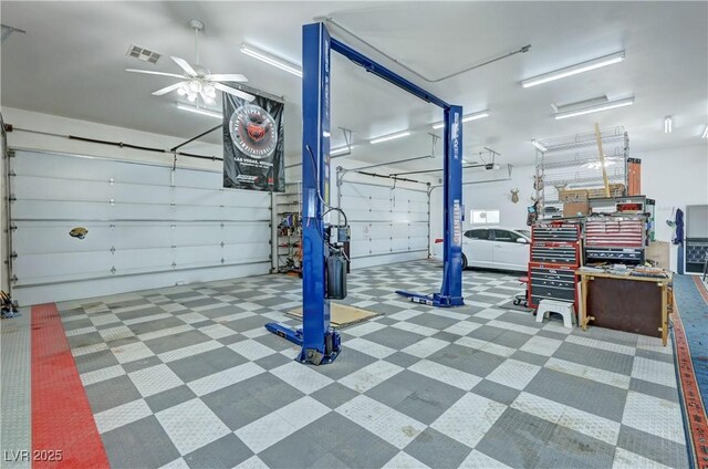 3451 Sagebrush Ave, Pahrump, NV 89048 - garage featuring ceiling fan