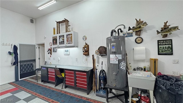 3451 Sagebrush Ave, Pahrump, NV 89048 - miscellaneous room featuring electric water heater and a sink