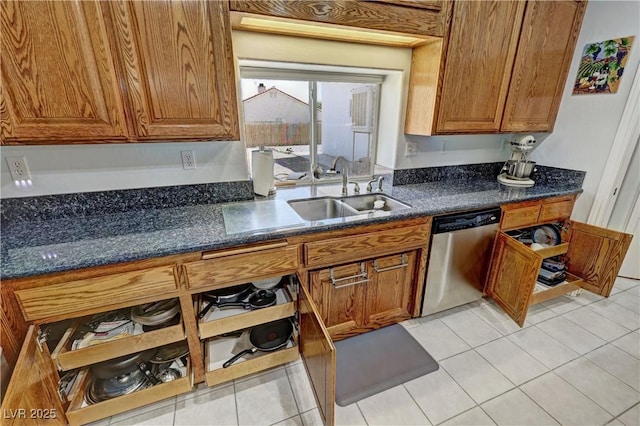 3451 Sagebrush Ave, Pahrump, NV 89048 - kitchen featuring dishwasher, a sink, and brown cabinetry