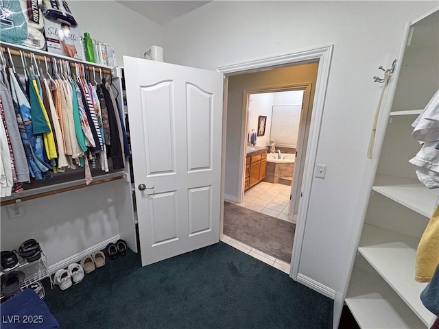 3451 Sagebrush Ave, Pahrump, NV 89048 - walk in closet featuring tile patterned floors and carpet floors