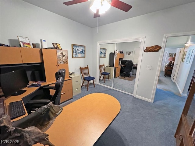 3451 Sagebrush Ave, Pahrump, NV 89048 - office with ceiling fan, carpet flooring, and baseboards
