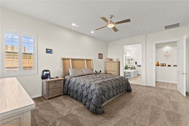 6980 W Meranto Ave, Las Vegas, NV 89178 - carpeted bedroom with ceiling fan and recessed lighting