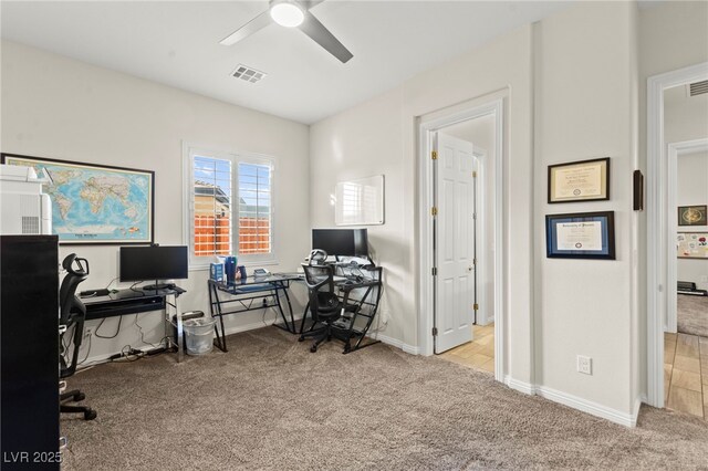 6980 W Meranto Ave, Las Vegas, NV 89178 - carpeted home office with ceiling fan and baseboards