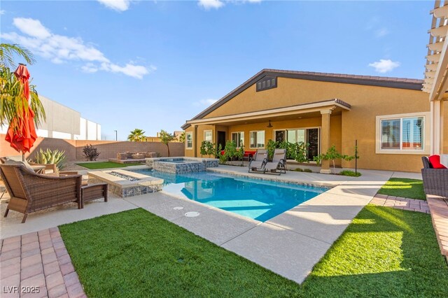 6980 W Meranto Ave, Las Vegas, NV 89178 - view of swimming pool with a patio, a pool with connected hot tub, and a fenced backyard