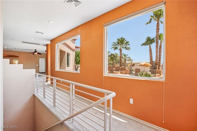 9111 W Stephen Ave, Las Vegas, NV 89149 - hallway featuring baseboards, an upstairs landing, and recessed lighting