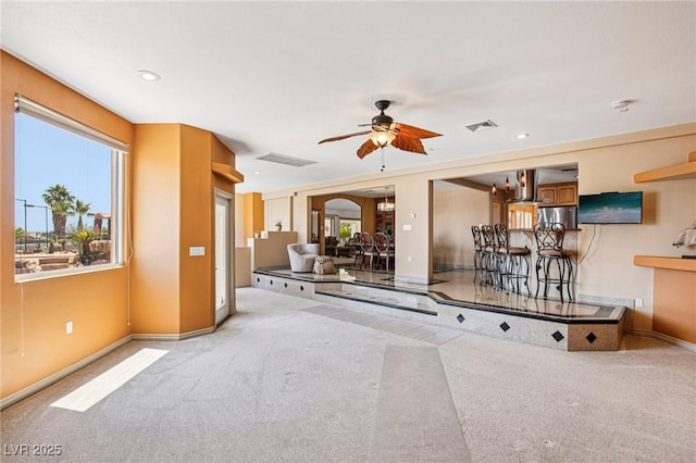 9111 W Stephen Ave, Las Vegas, NV 89149 - living area with carpet, baseboards, ceiling fan, and recessed lighting