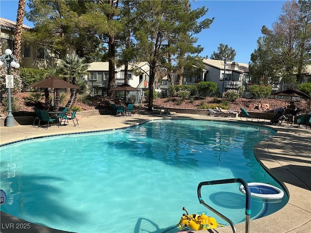 5222 Mandalay Springs Dr Unit 202, Las Vegas, NV 89120 - swimming pool featuring a patio and a residential view