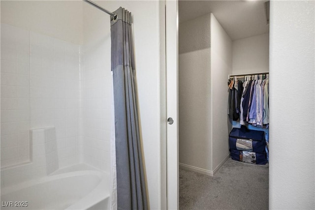 3880 Enchanted Sky St, Las Vegas, NV 89129 - bathroom featuring shower / bath combination with curtain and baseboards