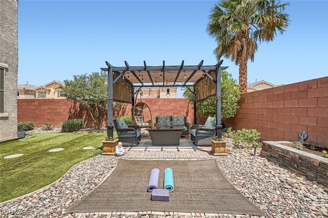 9853 Bangalore Ct, Las Vegas, NV 89148 - view of patio / terrace with an outdoor living space and a pergola
