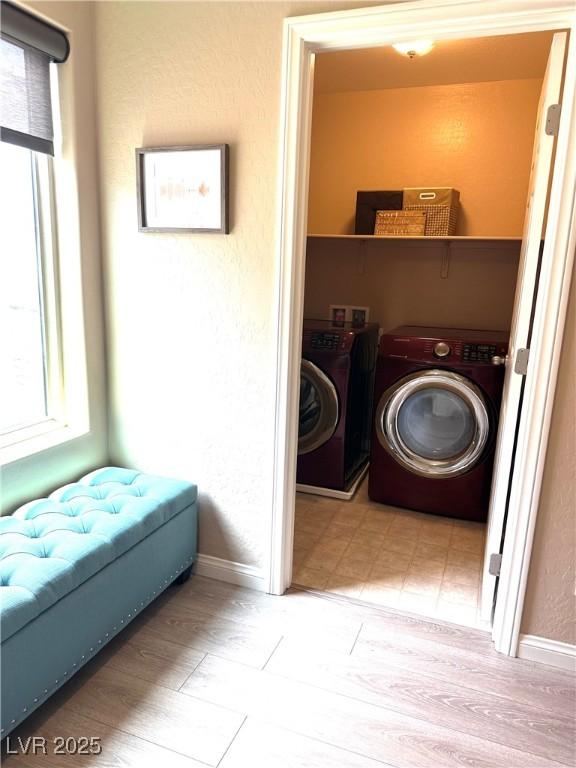 9853 Bangalore Ct, Las Vegas, NV 89148 - laundry area featuring washing machine and dryer and baseboards