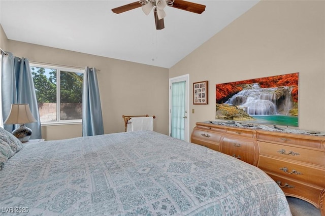 4628 Standing Bluff Way, Las Vegas, NV 89130 - bedroom with vaulted ceiling and a ceiling fan