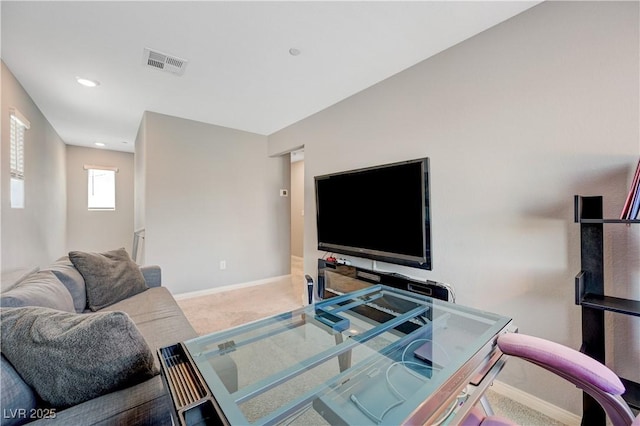 6940 Crescent Gold St, North Las Vegas, NV 89086 - living room featuring baseboards, carpet, and recessed lighting