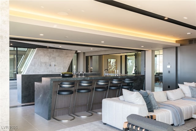 4 Horseshoe Rock Ct, Henderson, NV 89012 - tiled home theater featuring wet bar and recessed lighting