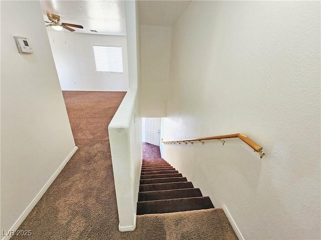 1951 Teepee Rd, Pahrump, NV 89048 - staircase featuring carpet flooring, ceiling fan, and baseboards