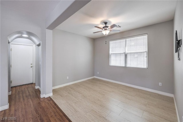 9005 Semillon St, Las Vegas, NV 89148 - unfurnished room featuring a ceiling fan, wood finished floors, and baseboards