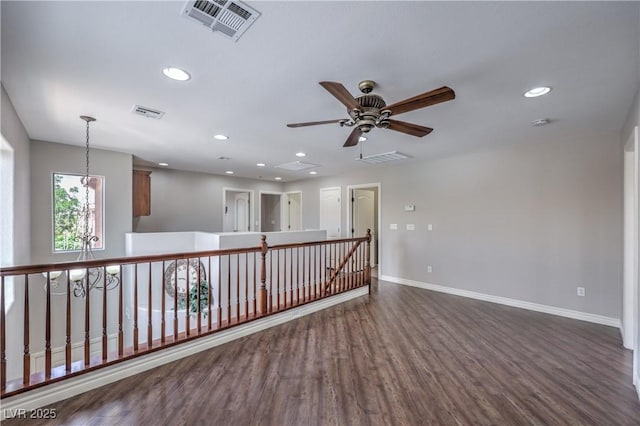 9005 Semillon St, Las Vegas, NV 89148 - empty room featuring baseboards, recessed lighting, dark wood-style flooring, and ceiling fan