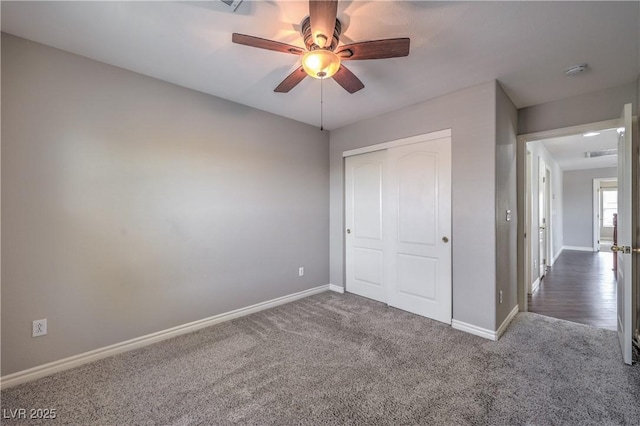 9005 Semillon St, Las Vegas, NV 89148 - unfurnished bedroom featuring carpet flooring, baseboards, a closet, and a ceiling fan