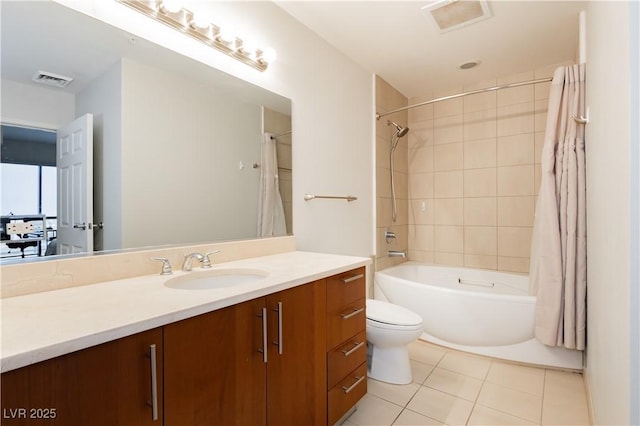 200 W Sahara Ave Unit 910, Las Vegas, NV 89102 - bathroom with vanity, toilet, shower / bath combination with curtain, and tile patterned flooring